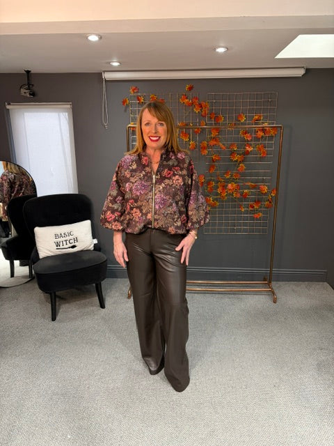 Onlsmooth High Waist Faux Leather Trousers-Chocolate