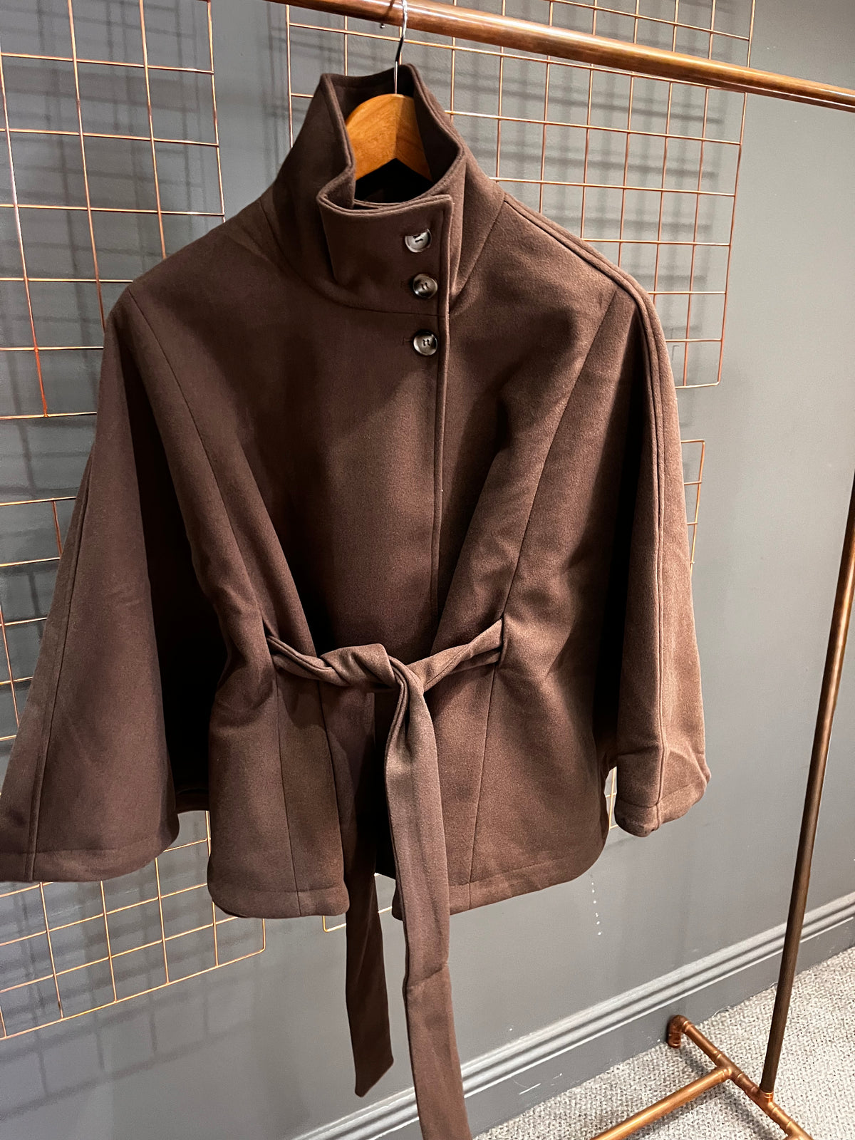 Pcaiken Cape Belted Jacket- Brown