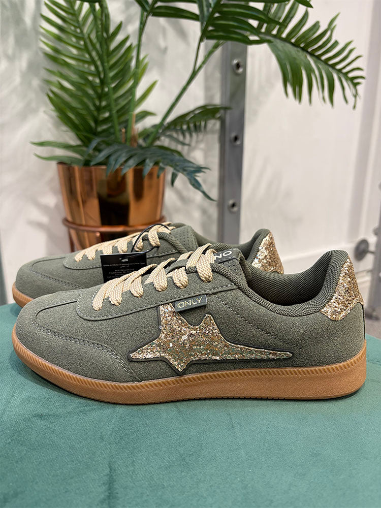 Onlsandra Side Panel Sneakers-Khaki/Gold
