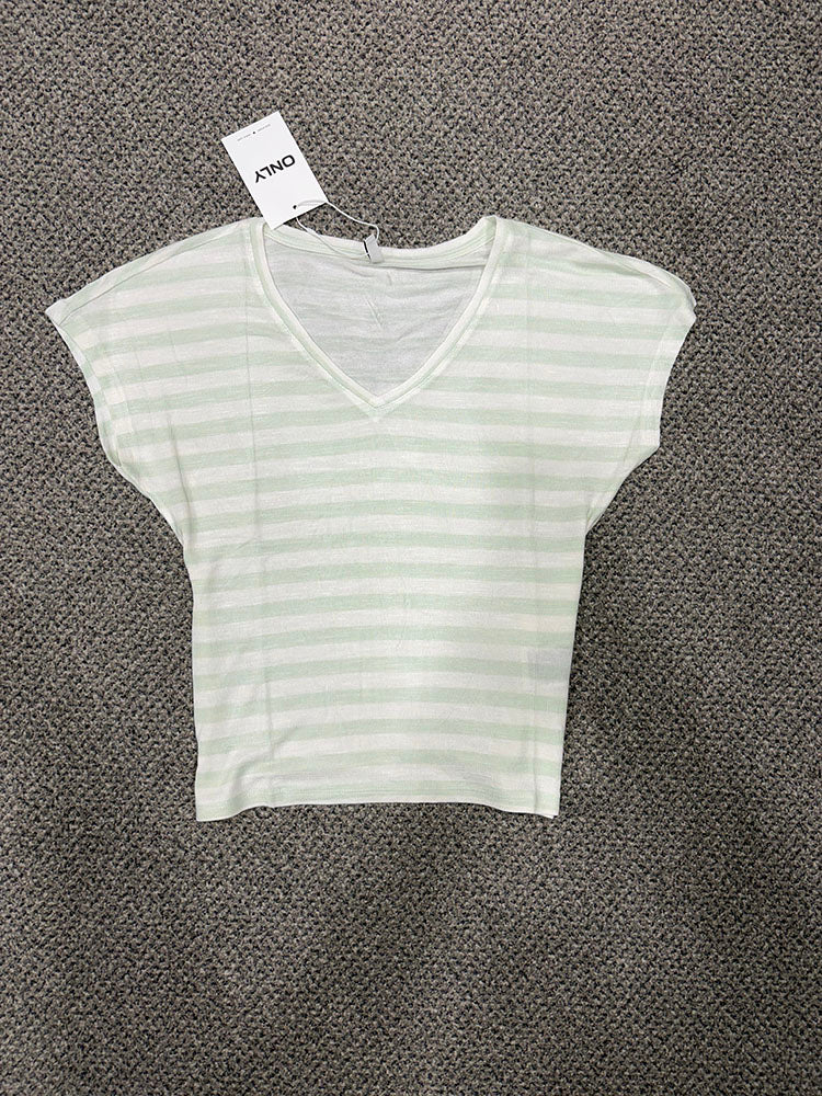 Onlliran Loose T-Shirt-Cream/Green Stripe