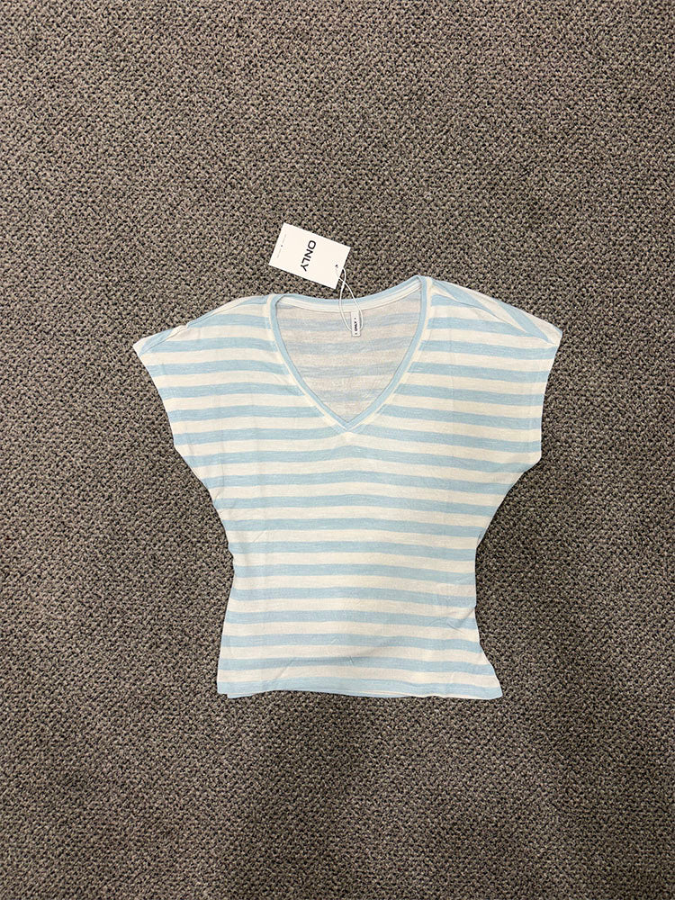 Onlliran Loose T-Shirt-Cream/Blue Stripe