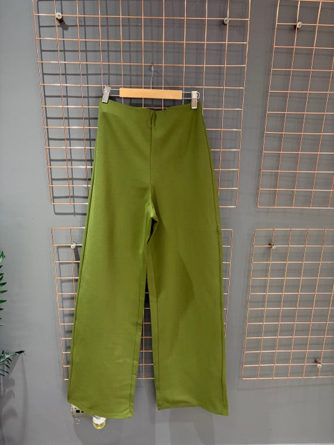 Pcgunhild High Waist Wide Leg Trousers-Green