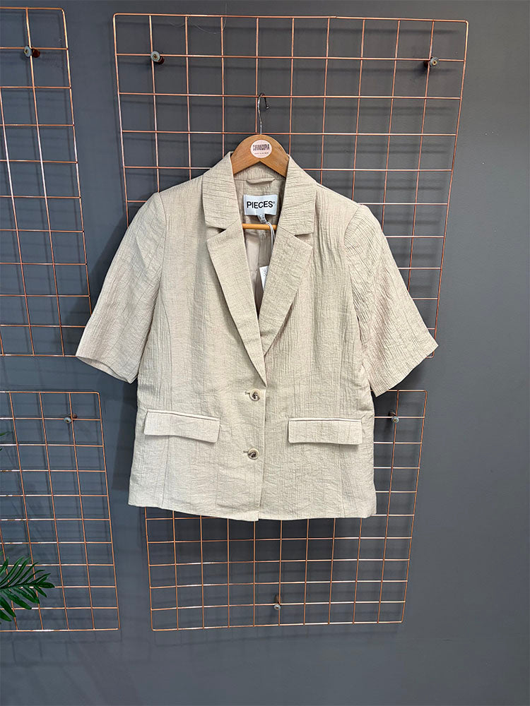 Pcgerry 2/4 Sleeve Blazer-Beige
