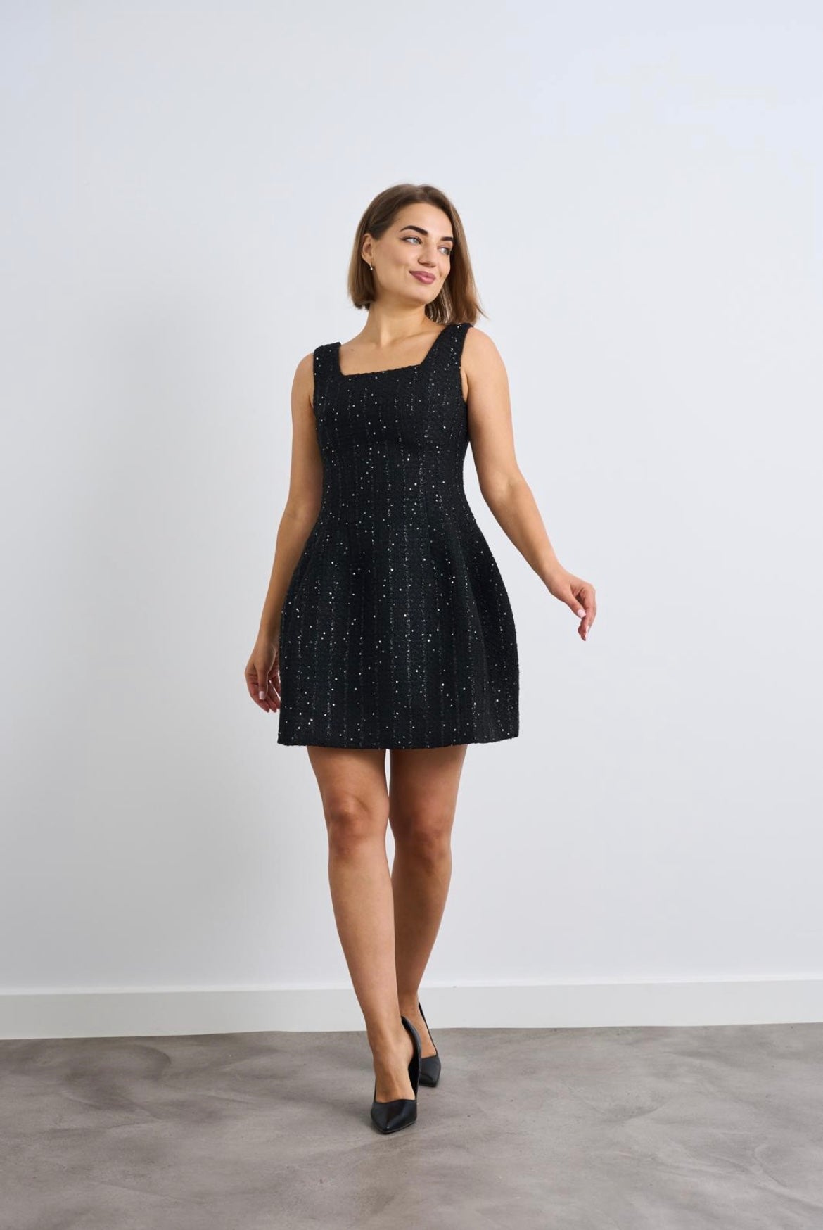 kyla mini dress- black sequin detail