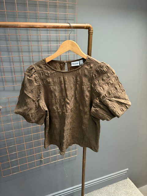 Pcpenny Short Sleeve Top-Brown