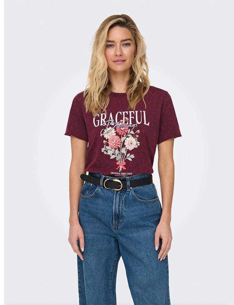 Onllucy T-Shirt-Burgundy