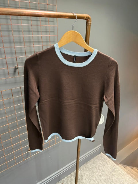 Onlconta Knit Top-Brown/Blue