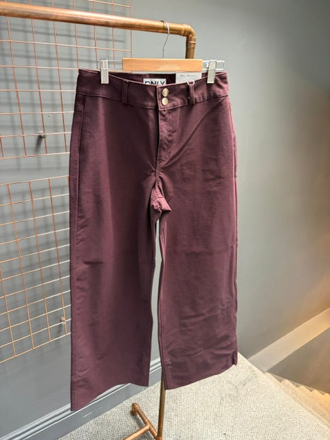 Onlmadison Clair High Waist Crop Trousers-Burgundy