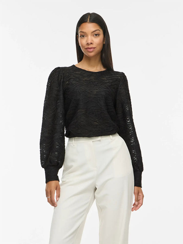 Vifina Long Sleeve Top-Black