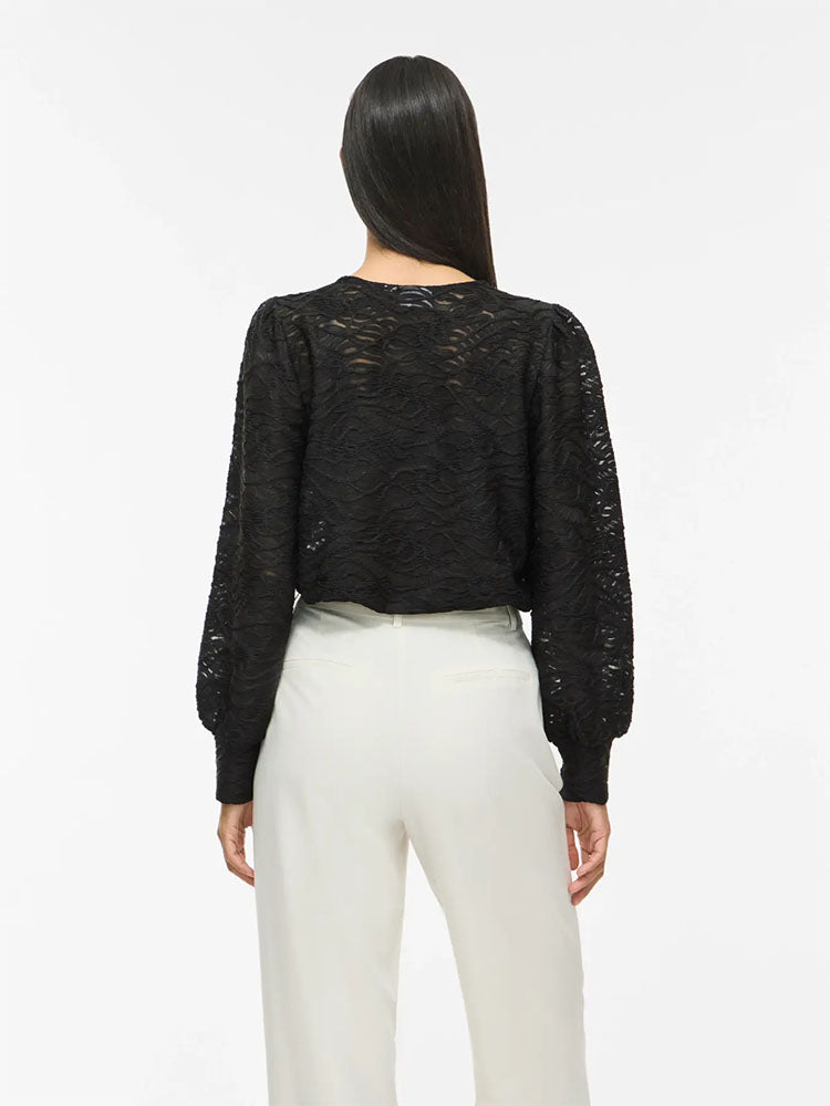 Vifina Long Sleeve Top-Black