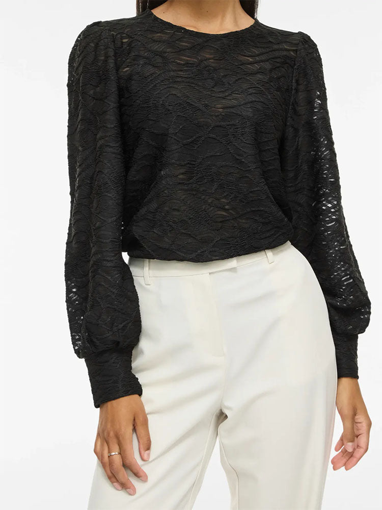 Vifina Long Sleeve Top-Black