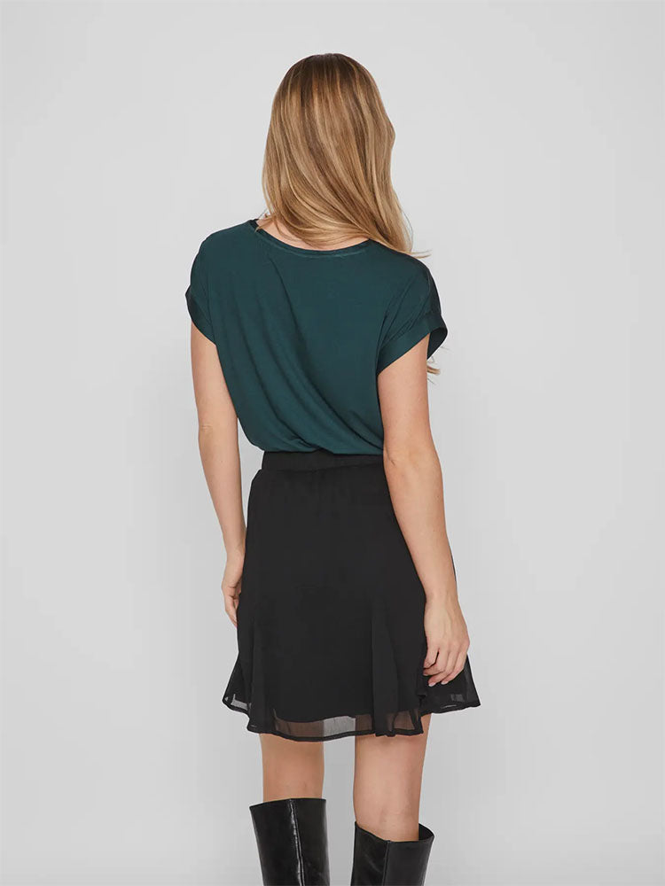 Viellette Short Sleeve Satin Top-Ponderosa pink (Dark Green)