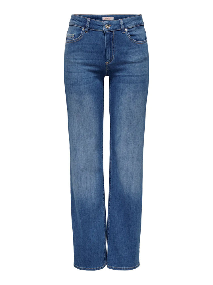 Onlblush Mid Waist Straight Leg Jeans-Medium Blue Denim