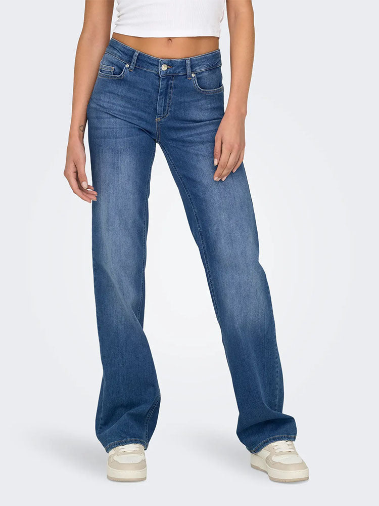 Onlblush Mid Waist Straight Leg Jeans-Medium Blue Denim