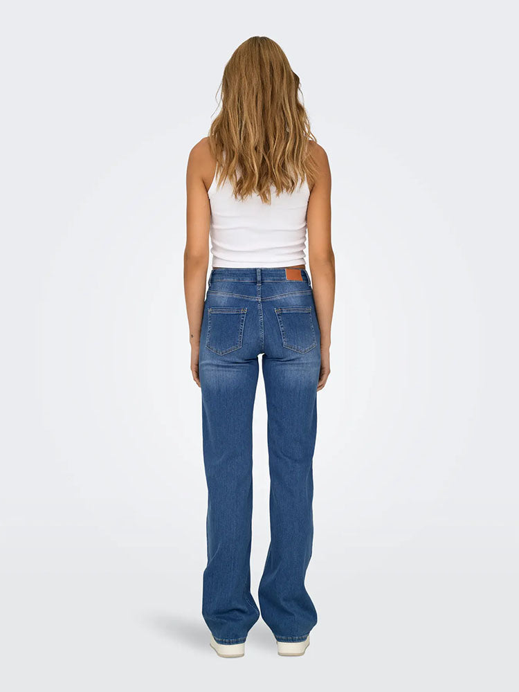 Onlblush Mid Waist Straight Leg Jeans-Medium Blue Denim