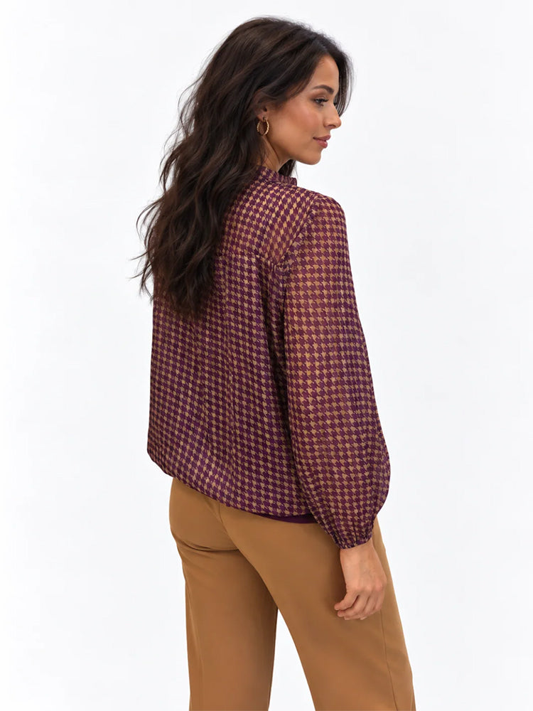 Kate & Pippa Bella Band Top In Purple Lurex Print
