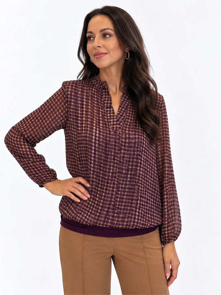 Kate & Pippa Bella Band Top In Purple Lurex Print