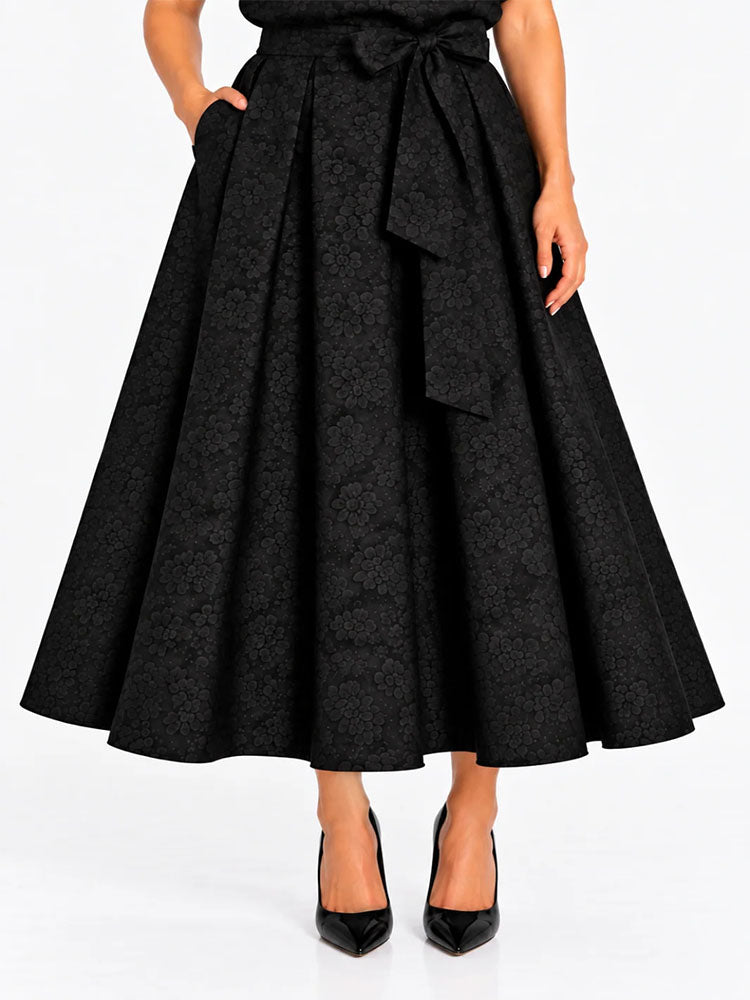 Kate & Pippa Blair Jacquard Skirt In Black