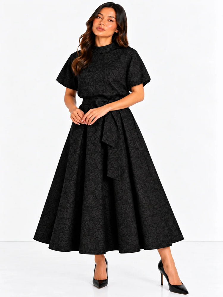 Kate & Pippa Blair Jacquard Skirt In Black