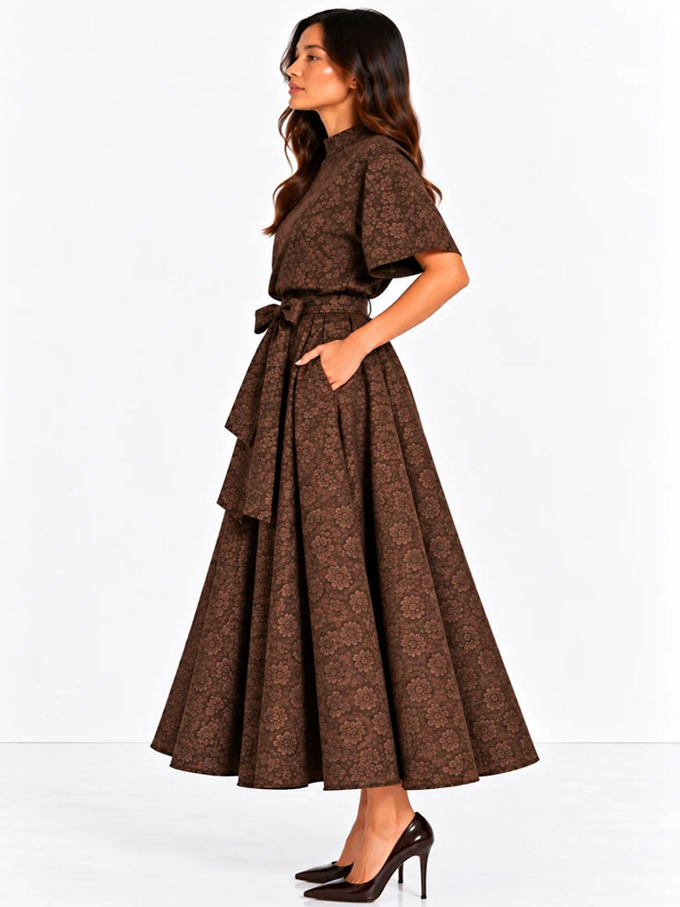 Kate & Pippa Blair Jacquard Skirt In Brown