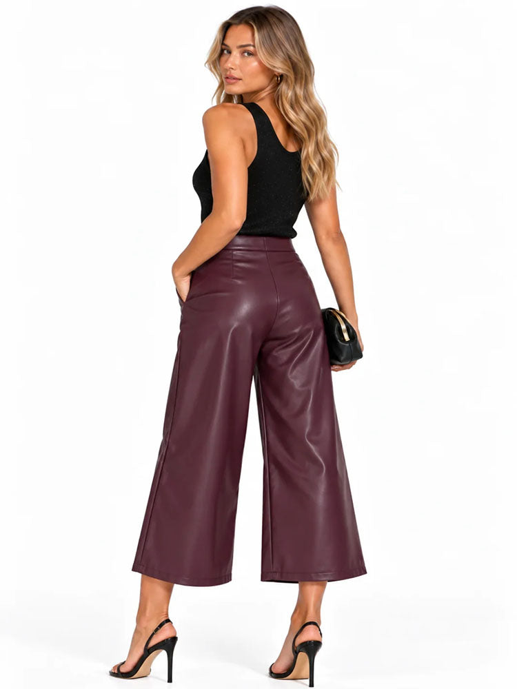 Kate & Pippa Dion Faux Leather Trousers In Burgundy