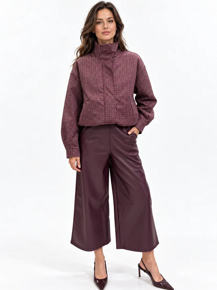 Kate & Pippa Dion Faux Leather Trousers In Burgundy