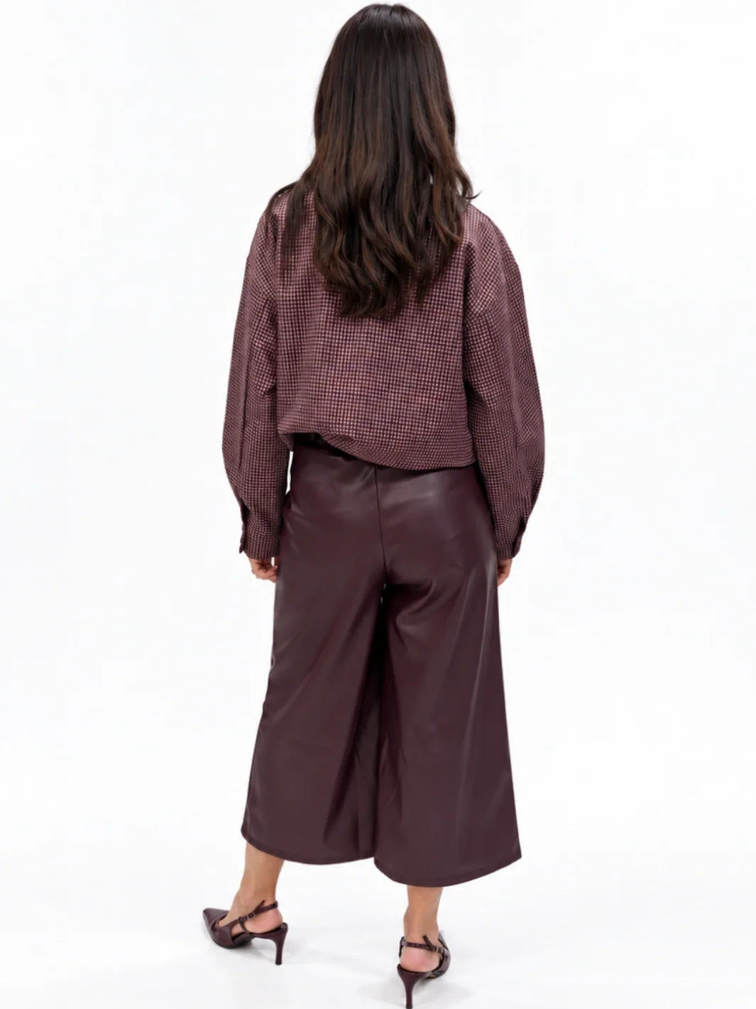 Kate & Pippa Dion Faux Leather Trousers In Burgundy