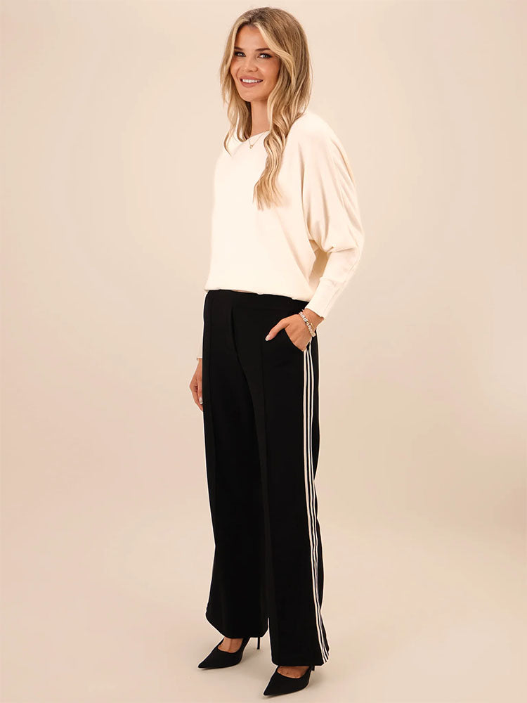 Kate & Pippa Nicks Stripe Trousers In Black