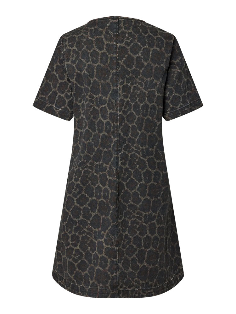 Pceida Short Denim Dress-Jaguar Print
