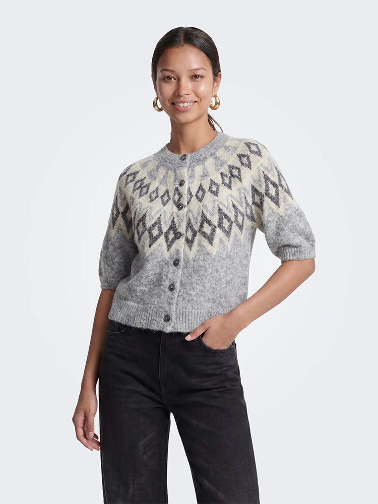 Onlreykja Short Sleeve Cardigan -Grey Multi Pattern