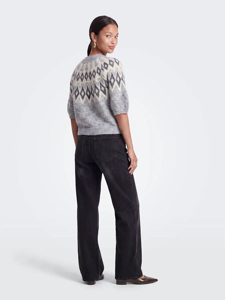 Onlreykja Short Sleeve Cardigan -Grey Multi Pattern