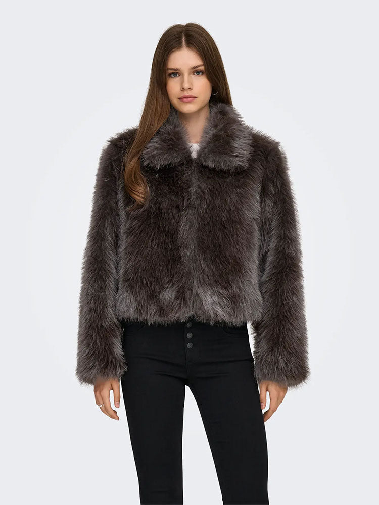 Onlmanny Faux Fur Jacket-Brown