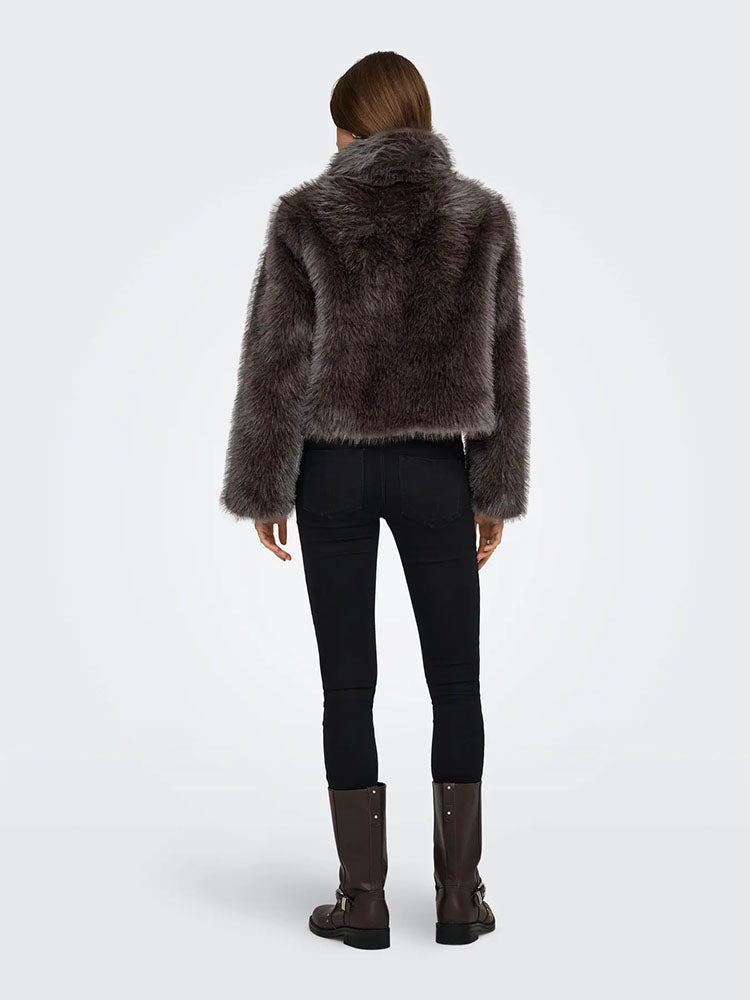 Onlmanny Faux Fur Jacket-Brown