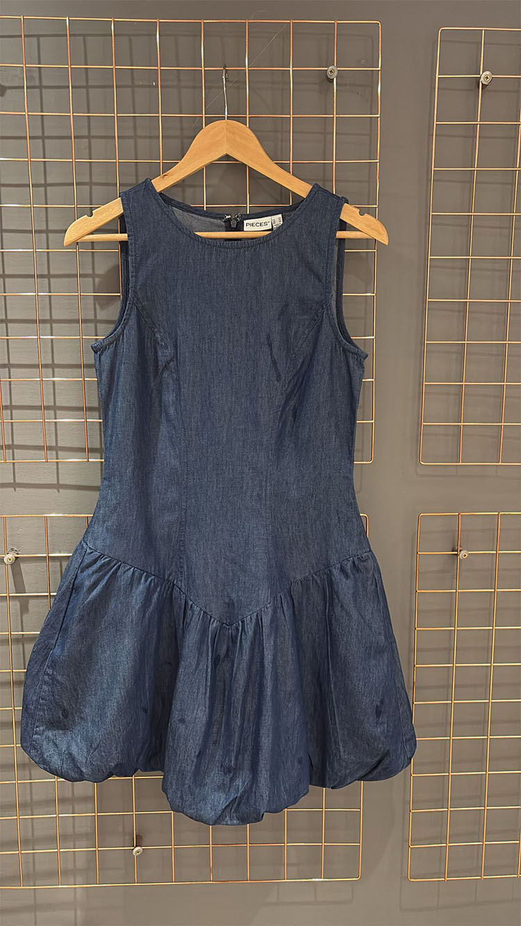 Pcgleo Short Denim Dress-Medum Blue Denim