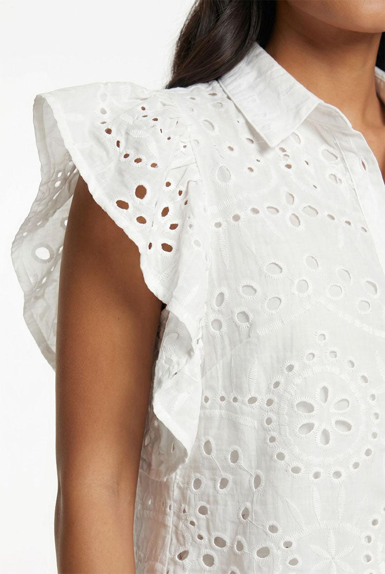 White Broderie Anglaise Top By Marc Angelo