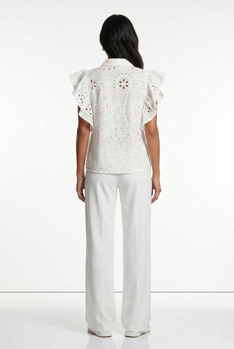 White Broderie Anglaise Top By Marc Angelo