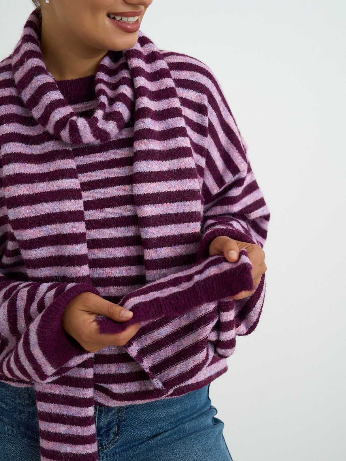 Kyla Knit with Scarf- Pink