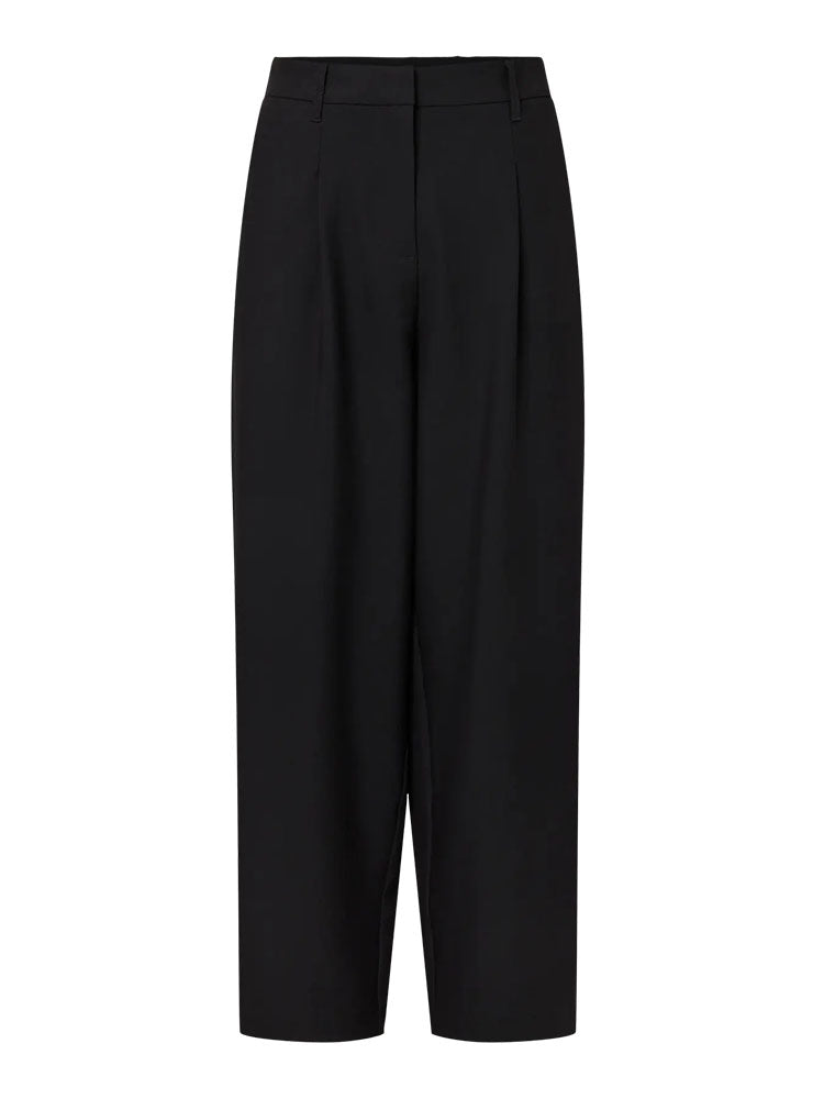 Pcbosella Mid Waist Barrel Trousers-Black