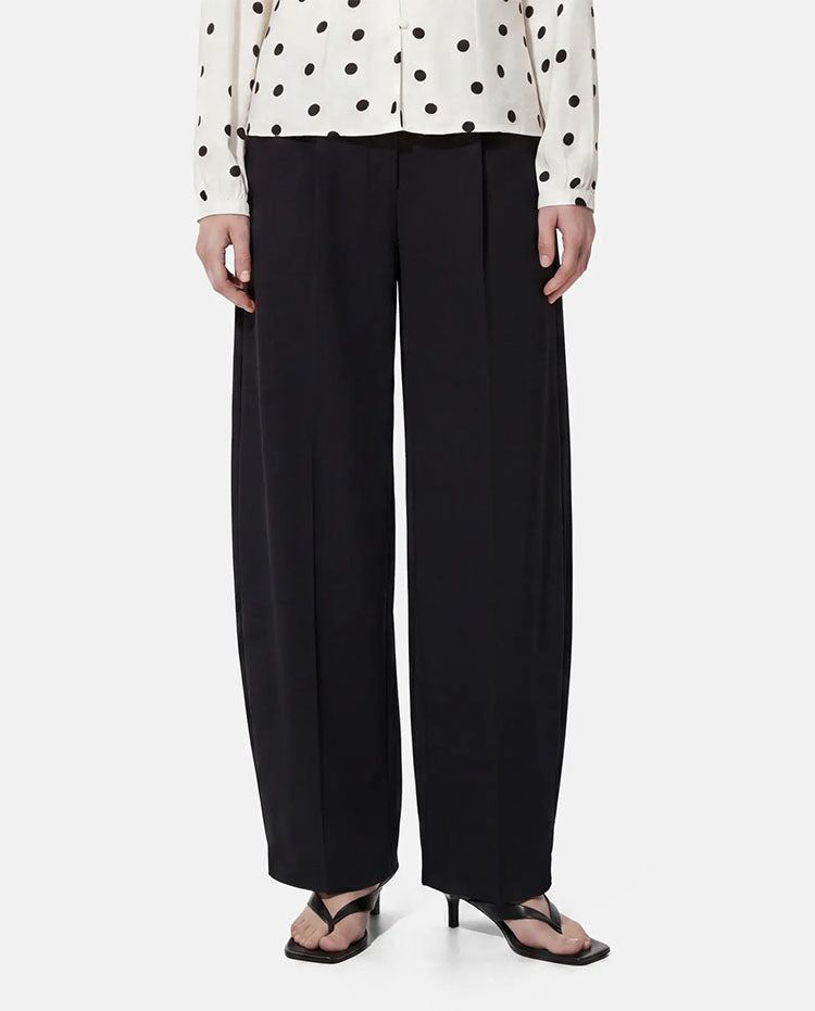 Pcbosella Mid Waist Barrel Trousers-Black