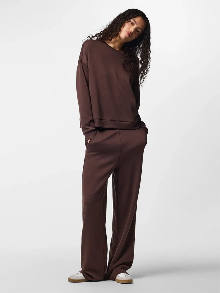 Pcmichelle Scuba High Waist Trousers-Hot Fudge