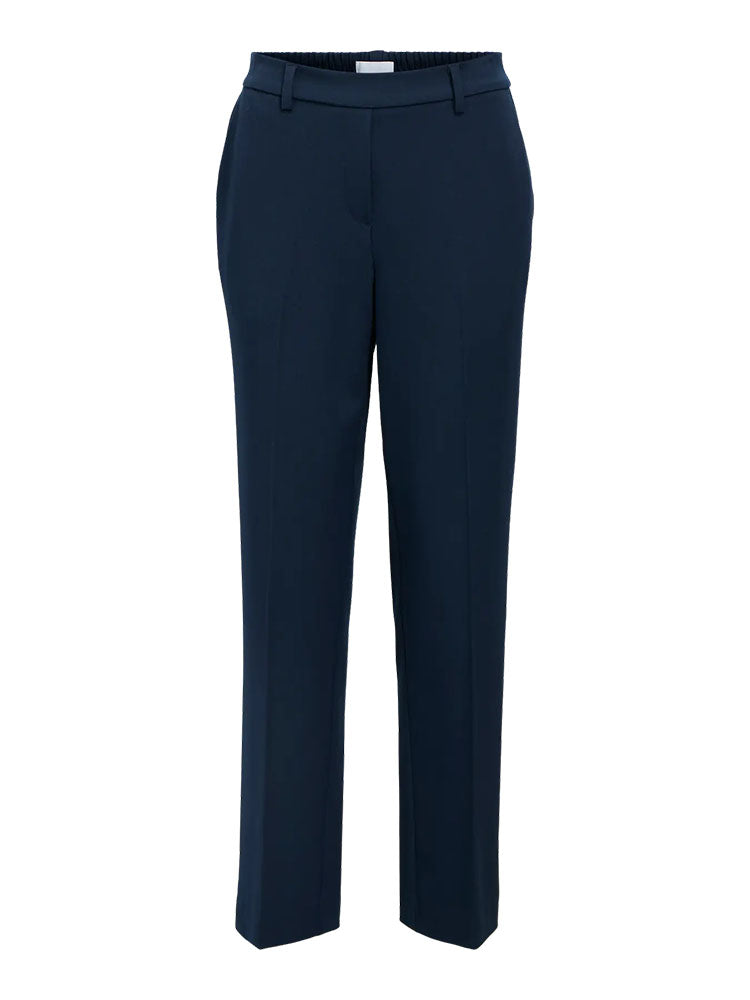 Objlisa Mid Waist Straight Trousers-Navy