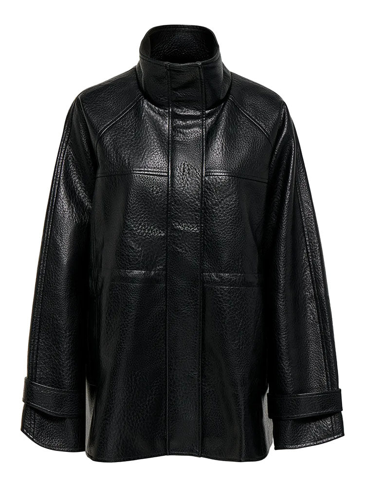 Jdyrave Faux Leather Highneck Jacket-Black