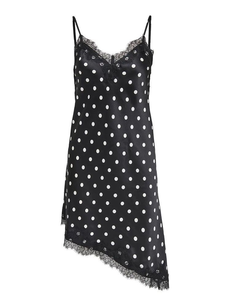 Onlbella Strap Lace Dress-Black/White Polka Dot