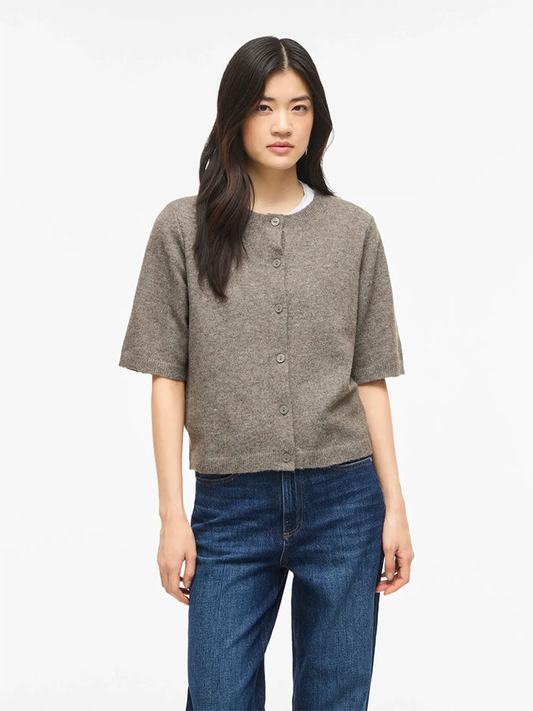 Viliga Short Sleeve Cardigan-Beige