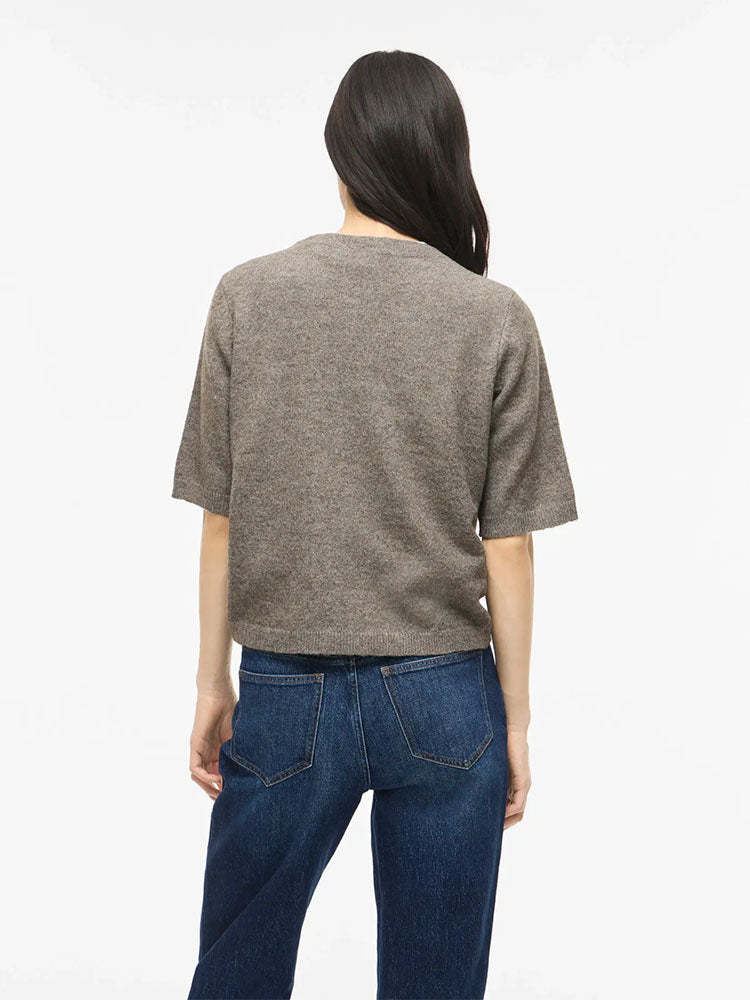 Viliga Short Sleeve Cardigan-Beige