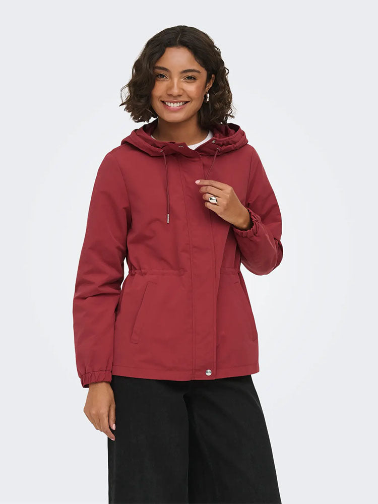 Onlasta String Parka-Brick Red