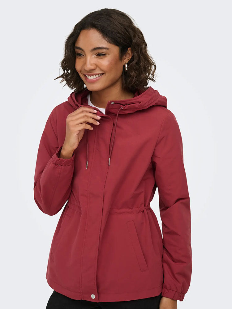 Onlasta String Parka-Brick Red