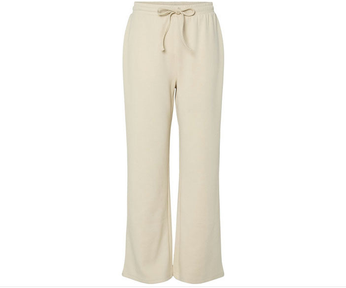 Pctalia Mid Waist Wide Leg Joggers-Cream