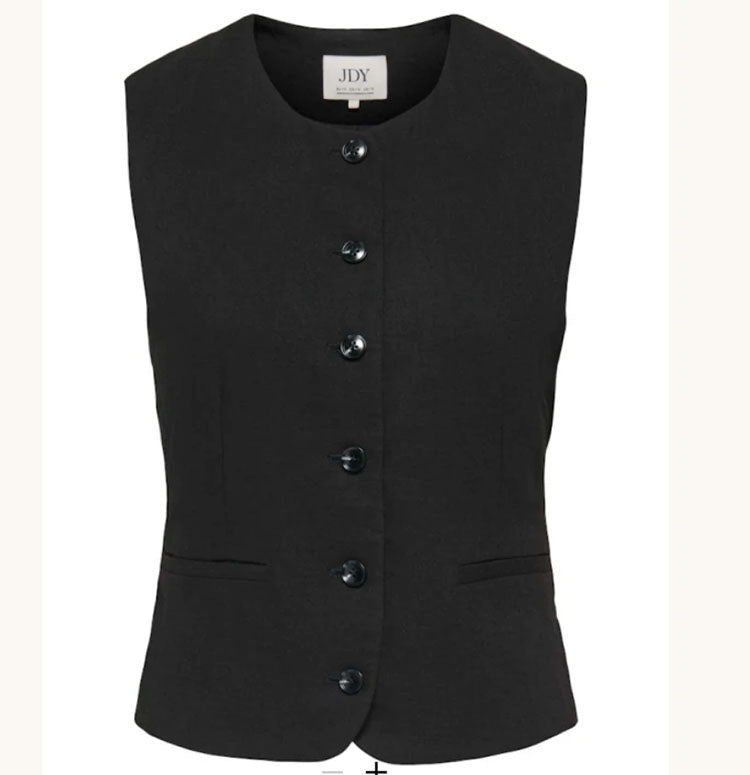 Jdycara Linen Waistcoat-Black