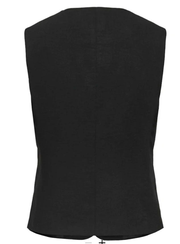 Jdycara Linen Waistcoat-Black